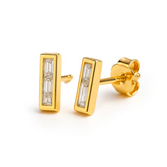 Broquel Barrita de Circonias Plata .925 con Baño de Oro