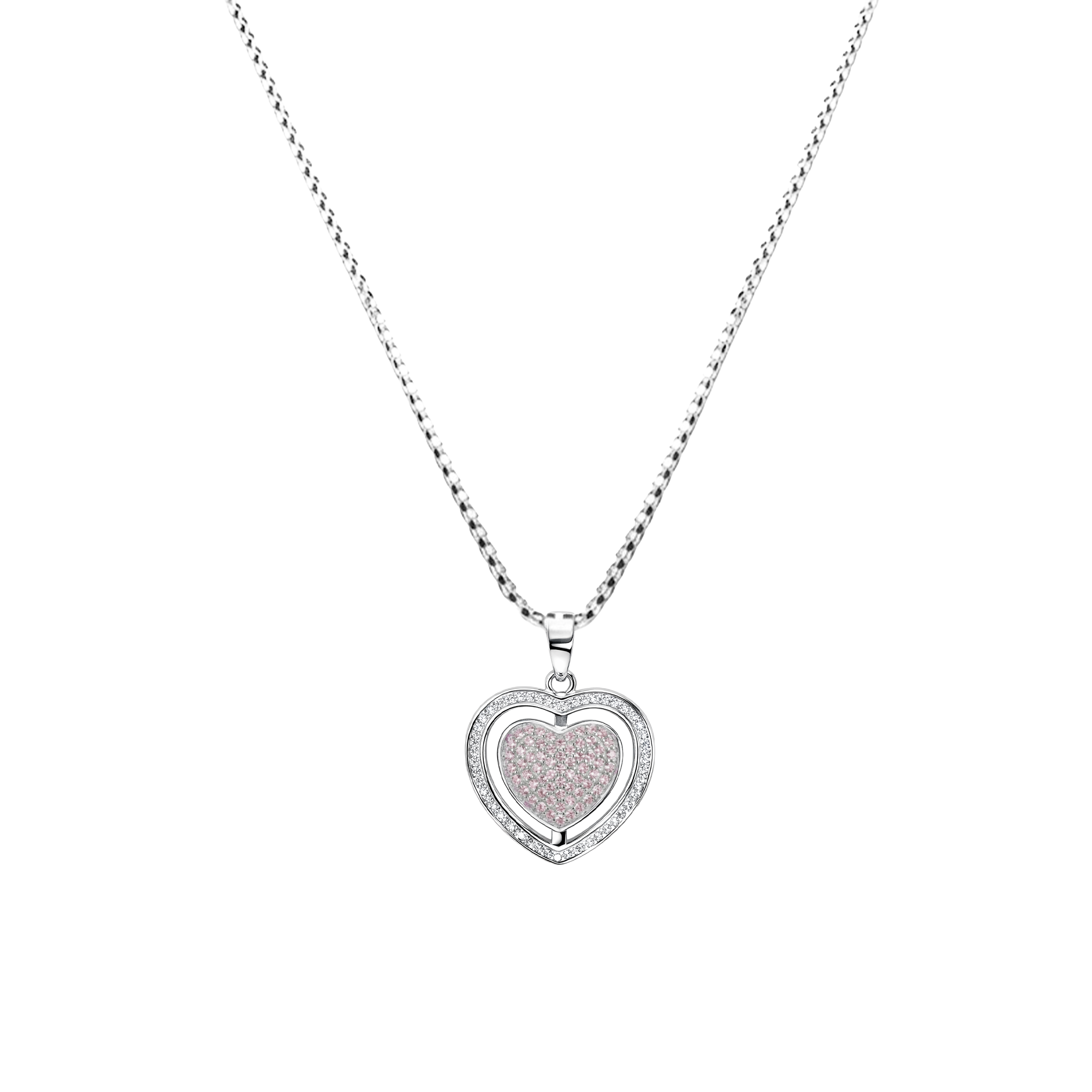 Collar Doble Corazón con Circonias Plata .925