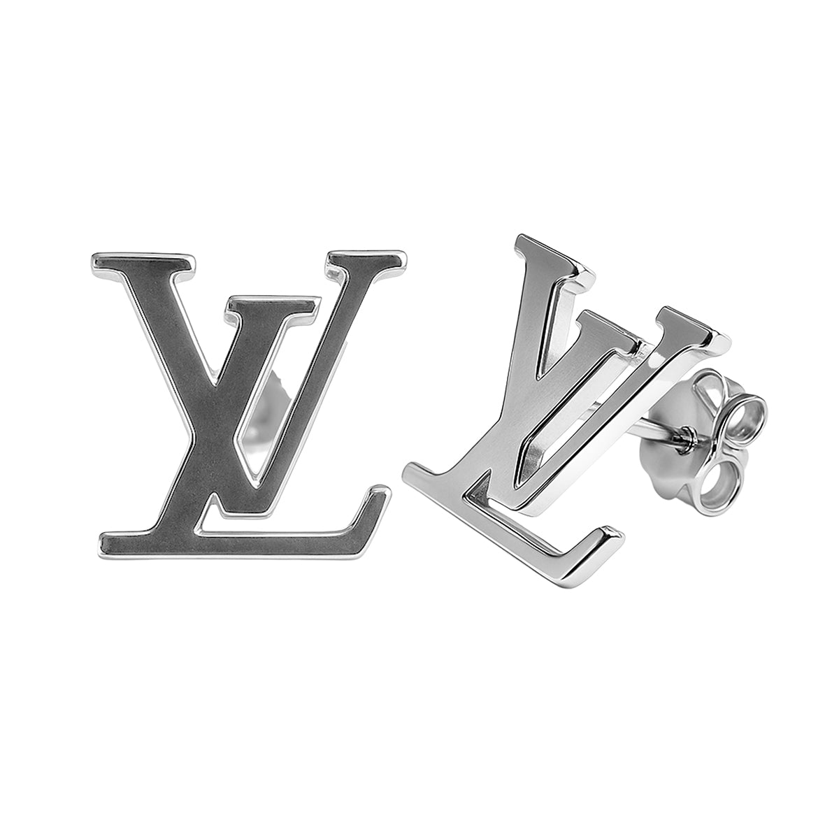 Broquel Maxi Inspirado LV Plata .925 con Baño de Rodio