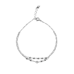 Pulsera Doble Bolitas con Cadena Cartier Plata .925