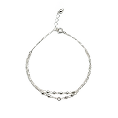 Pulsera Doble Bolitas con Cadena Cartier Plata .925