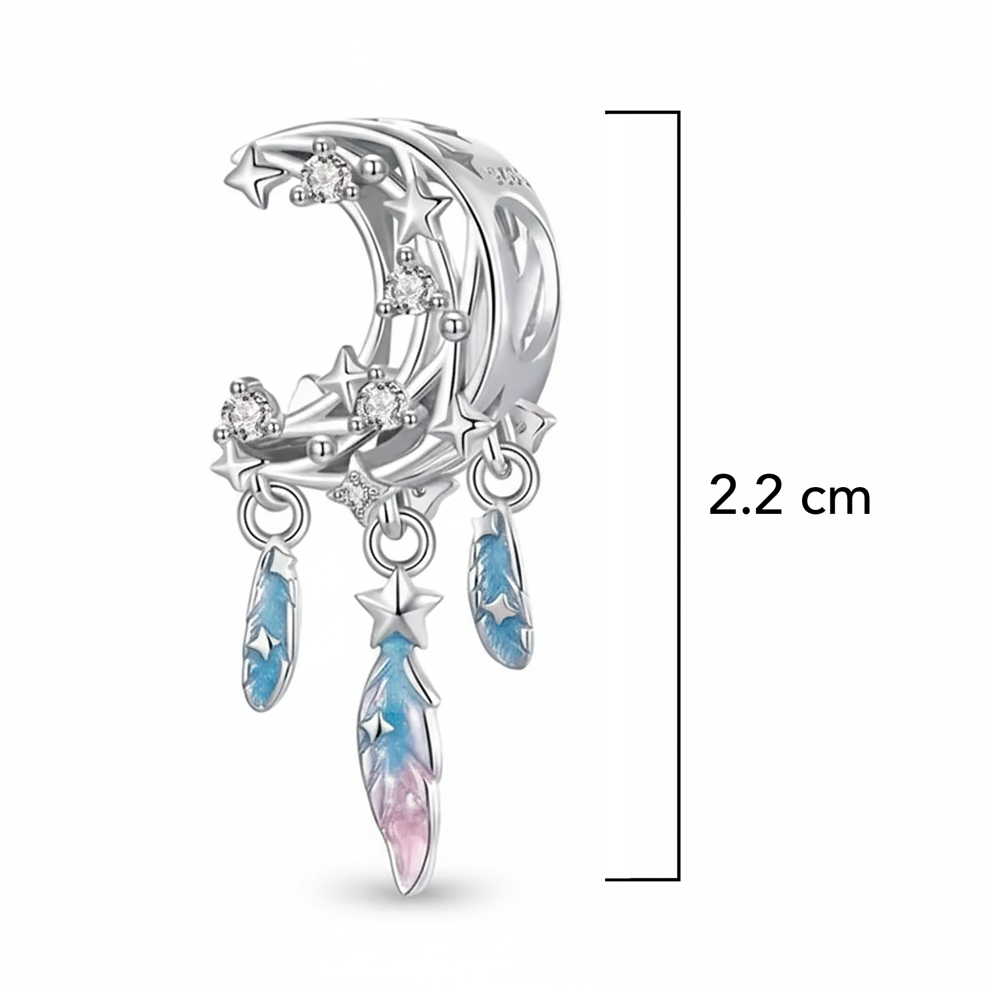 Charm Inspirado Pan 1:1 Luna con Micro Circonias Plata .925
