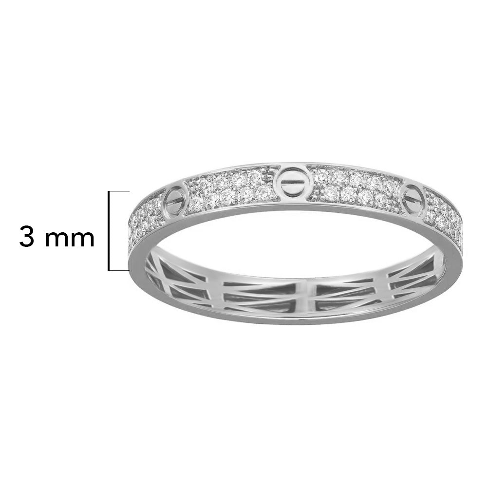 Anillo Cartier 1:1 Amor con Circonias, Plata .925 con Baño de Rodio