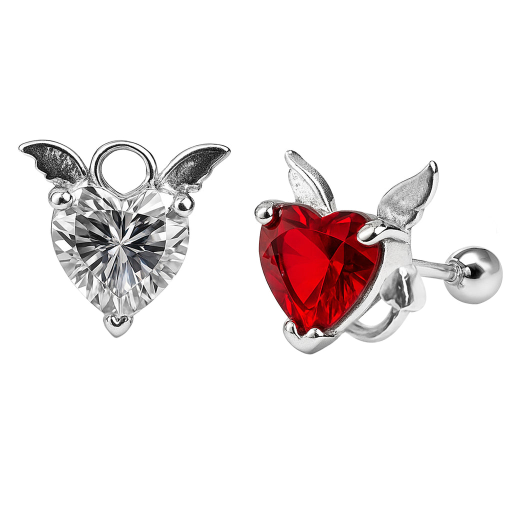 Arete Broquel Conciencia en Forma de Corazon con Circonias Plata .925