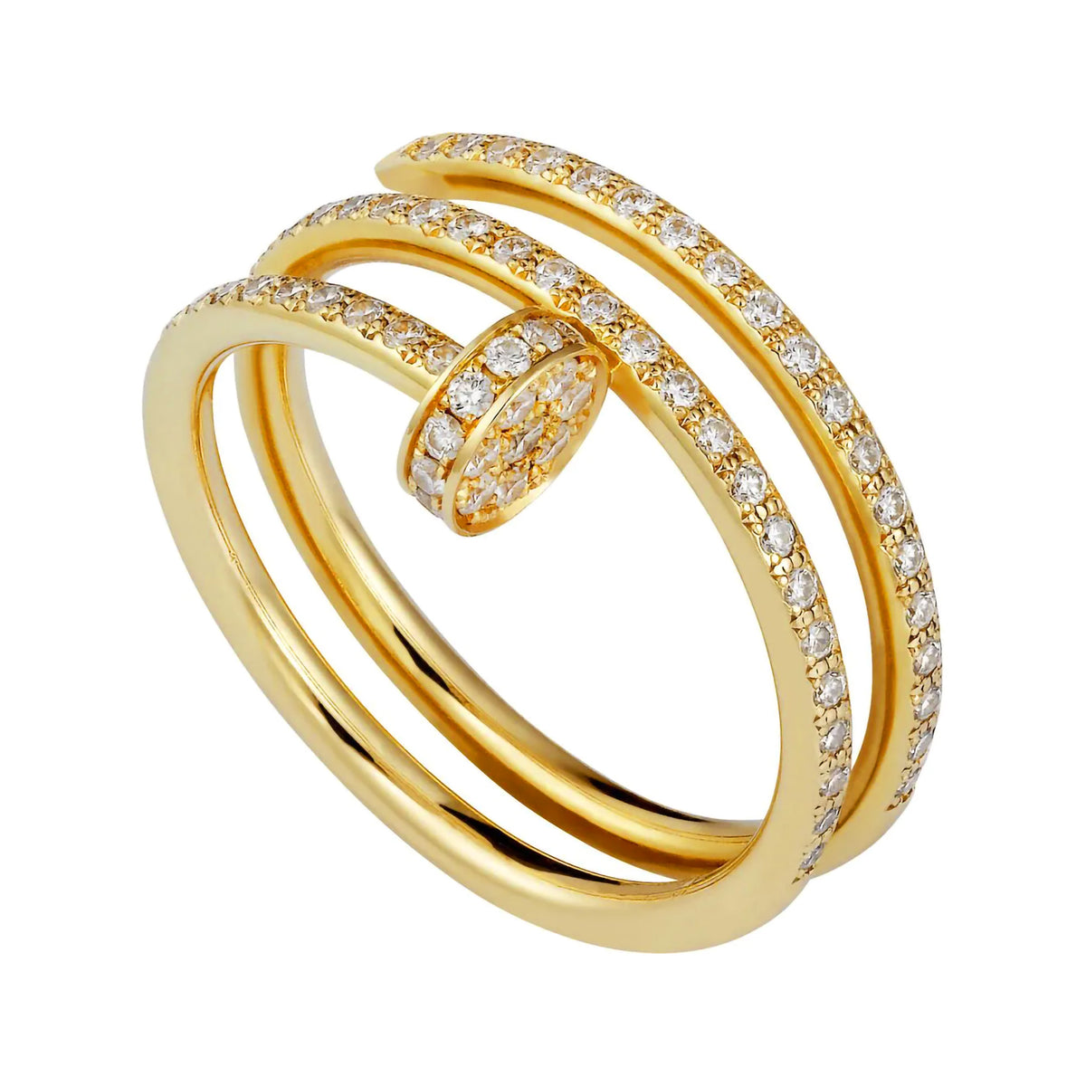 Anillo Cartier 1:1 Doble Con Clavo Y Circonias, Plata .925 Con Baño De Oro 18K