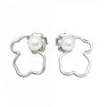 Arete Silueta Osos 1.1 Perla Natural, Plata 925 con Baño de Rodio