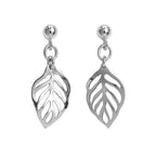 Arete Mediano Hoja Ondulada Lisa Hecho a Mano Plata .925
