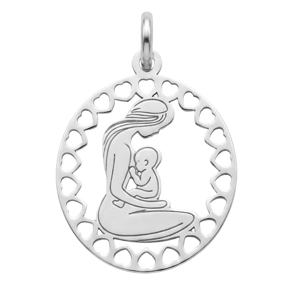 Dije Mamá con Bebé Plata .925