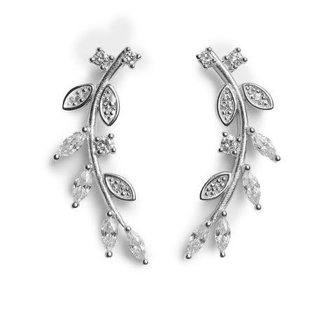 Arete hojas trepador Plata .925