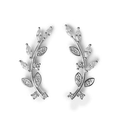 Arete Trepador Hojas con Circonias Plata .925