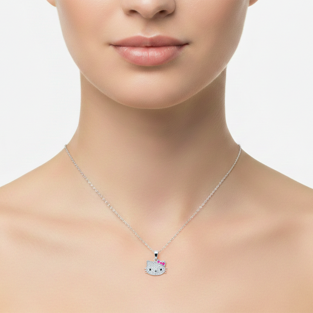 Dije Inspirado Kitty Micro Circonias Plata .925 con Rodio