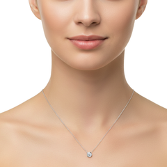 Collar Circonia Ovalada con Cadena Eslabones Plata .925 con Rodio