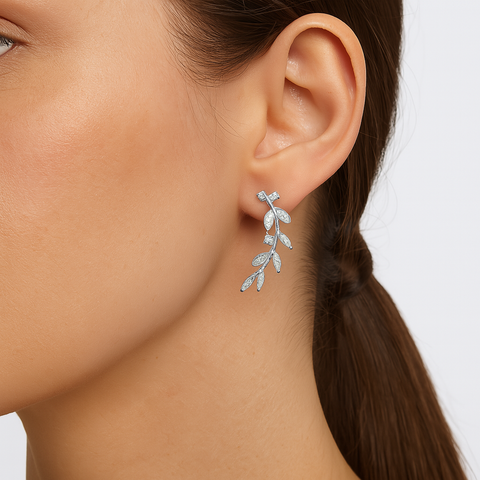 Arete hojas trepador Plata .925