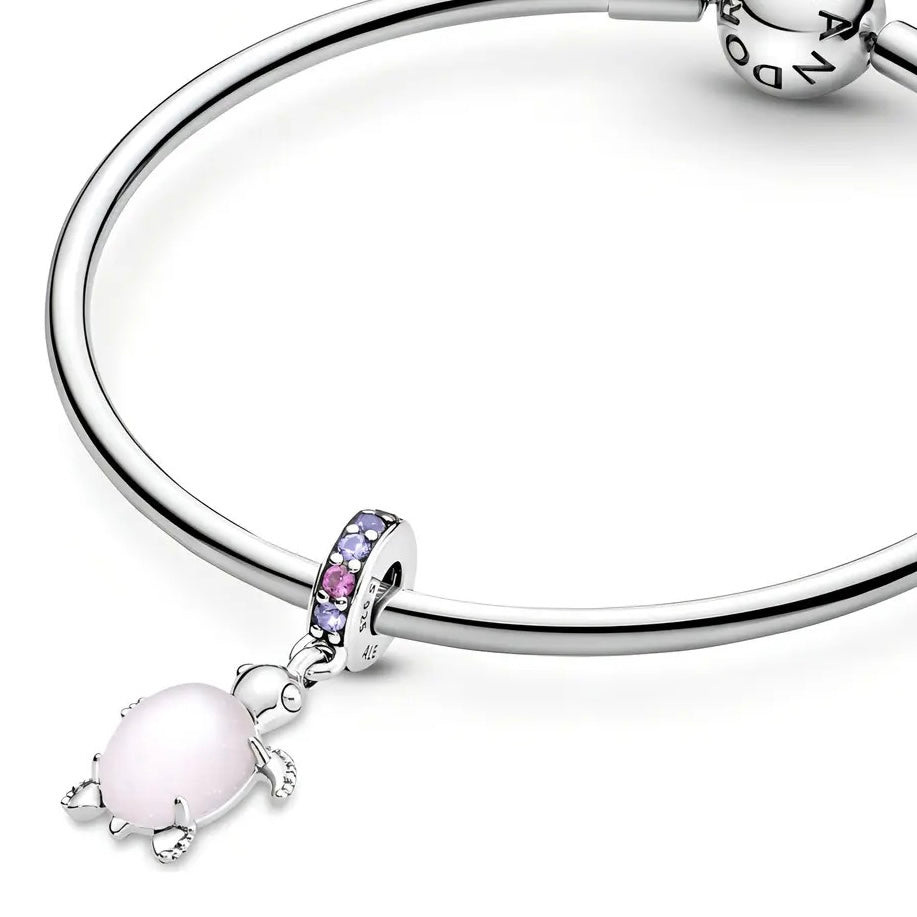 Charm Inspirado Pan 1:1 Tortuga de Mar Rosa Plata .925