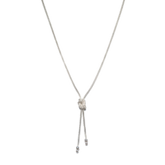 Collar Corbatero Nudo con Bolitas Lisas y Diamantadas Plata .925