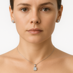 Juego Circonia Cuadrada Plata .925 con Rodio