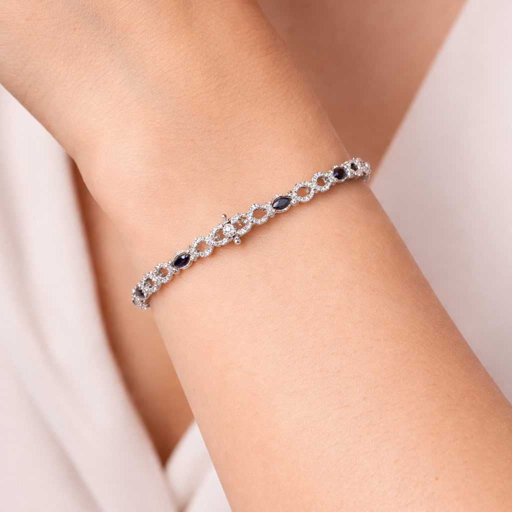 Pulsera Infinito con Circonias Plata .925 con Baño de Rodio