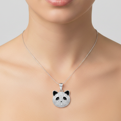 Dije Panda con Micro Circonias con Esmalte Plata .925