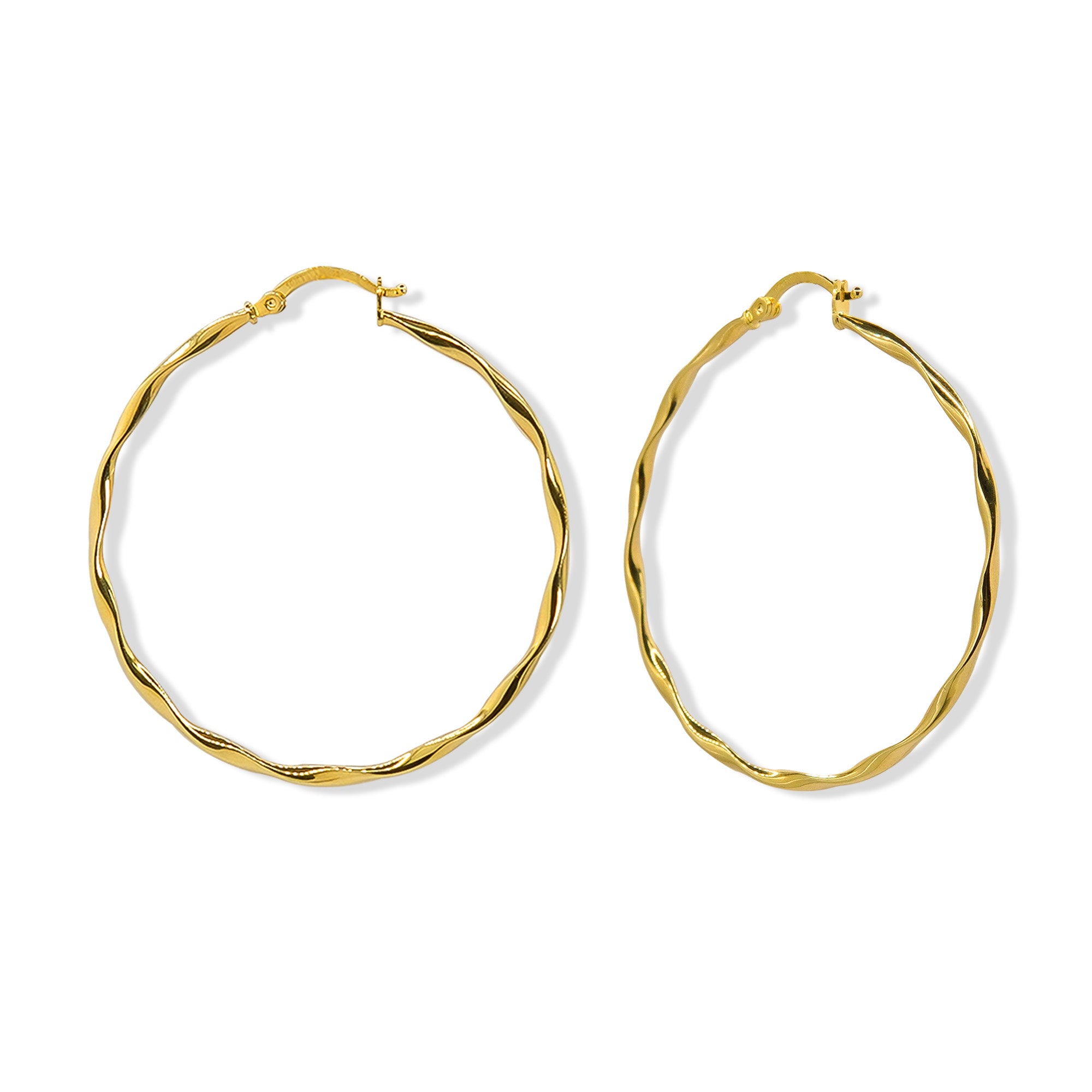 Arracada Ondulada Lisa 4cm Oro 10K