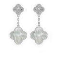 Arete Flor Mediano Inspirado Van C con Micro Circonias Plata .925 con Baño de Rodio