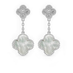 Arete Flor Mediano Inspirado Van C con Micro Circonias Plata .925 con Rodio