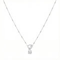 Collar Circonia de .8mm con Silueta de Circulos y Lineas Diamantadas Plata .925 con Baño de Rodio