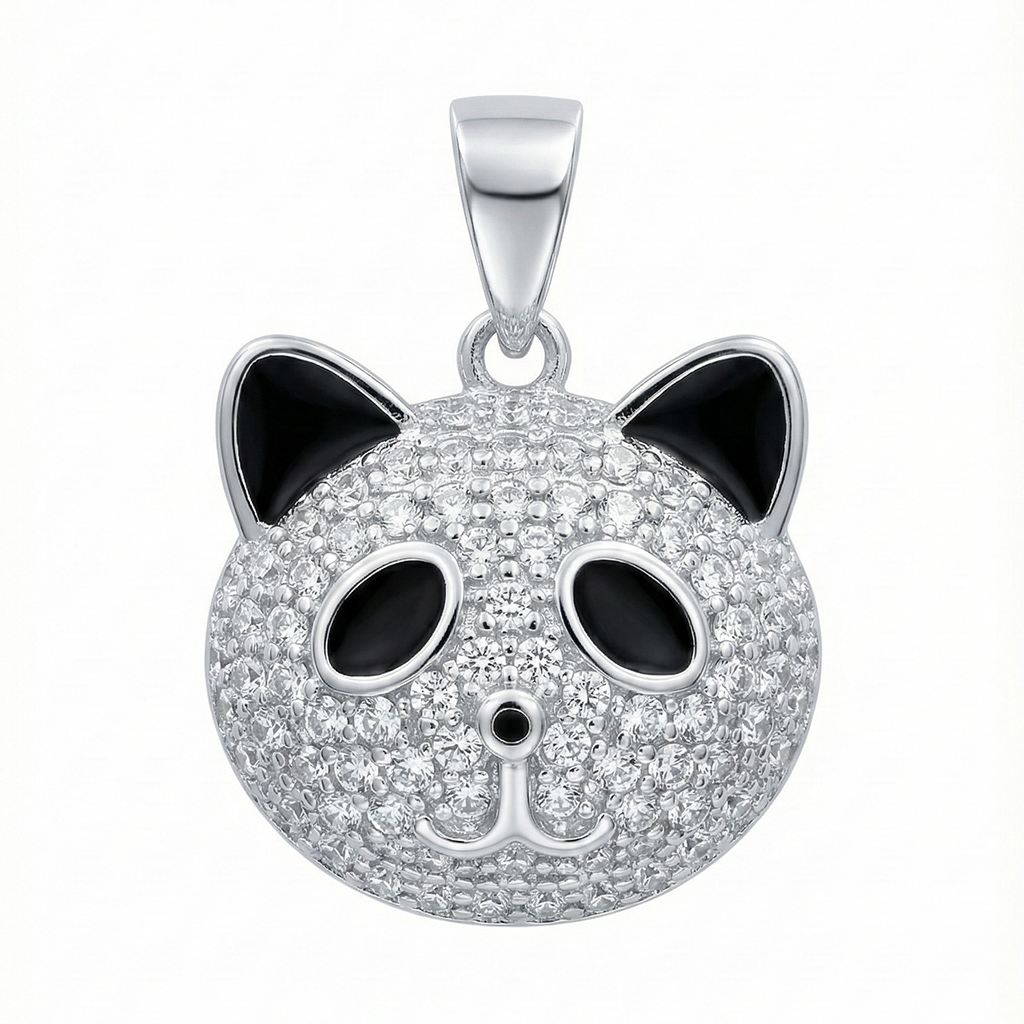 Dije Panda con Micro Circonias con Esmalte Plata .925