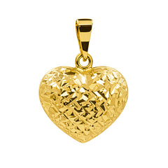 Dije Corazón Bombeado Diamantado 1.8cm Oro 10K