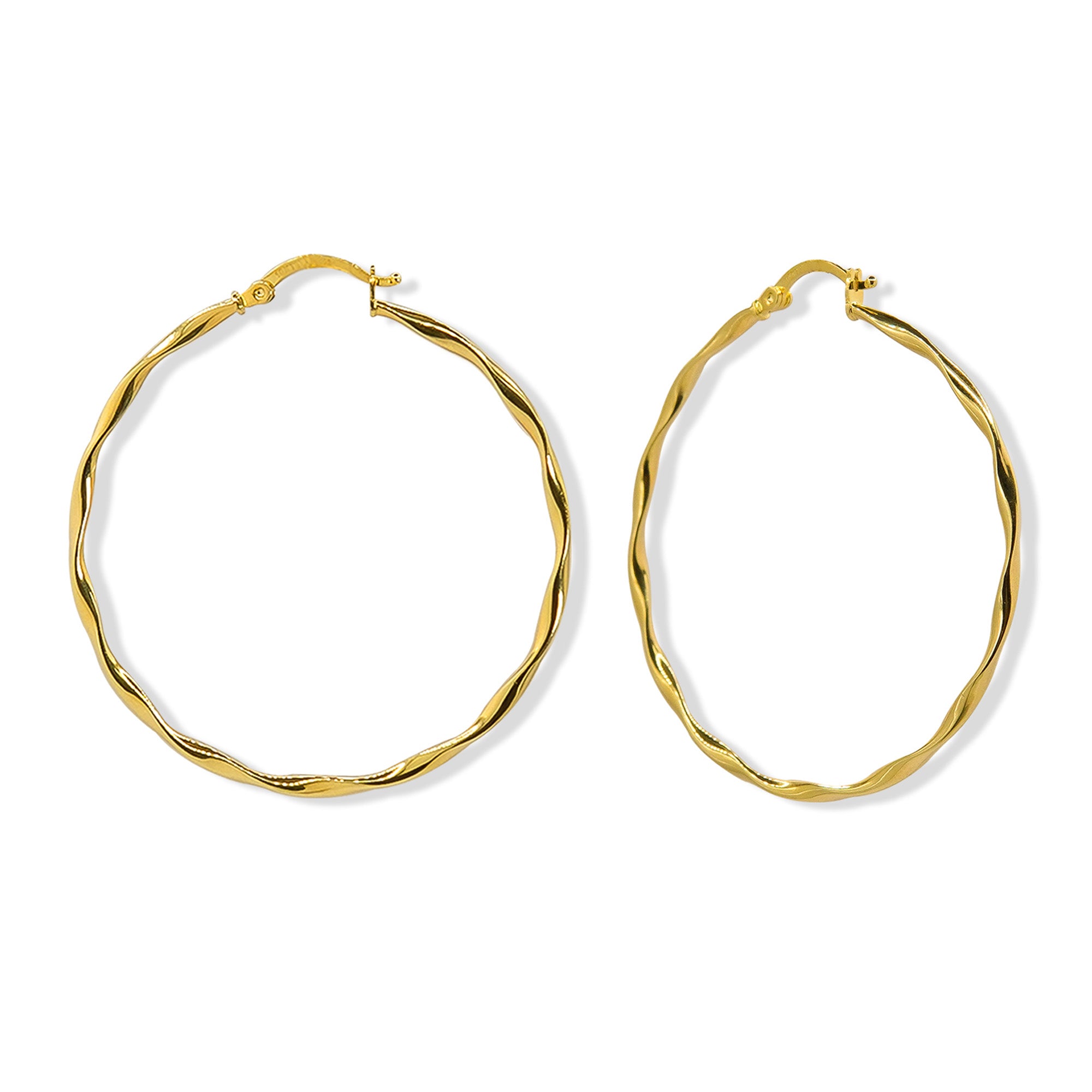 Arracada Ondulada Lisa 4.5cm Oro 10K