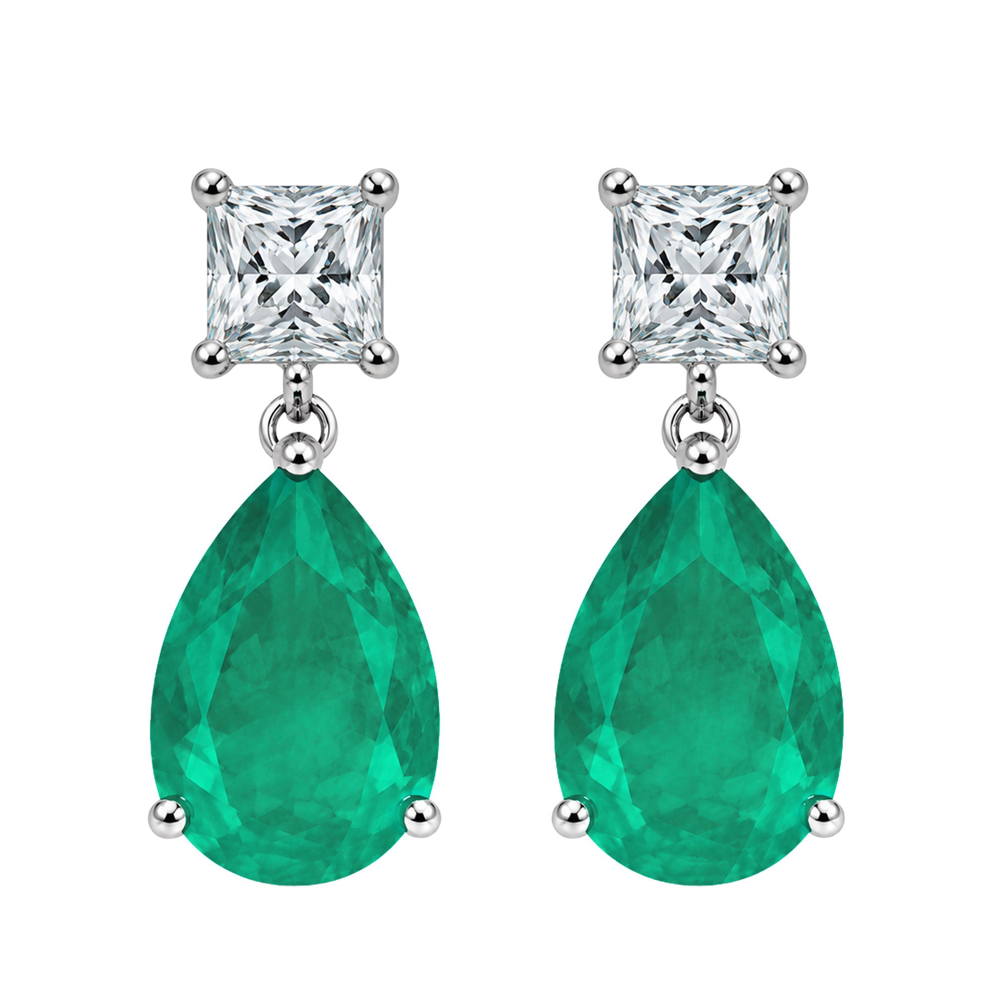 Aretes Turmalina Paraiba Maxi Gota con Circonia Cuadrada, Plata .925 con Rodio
