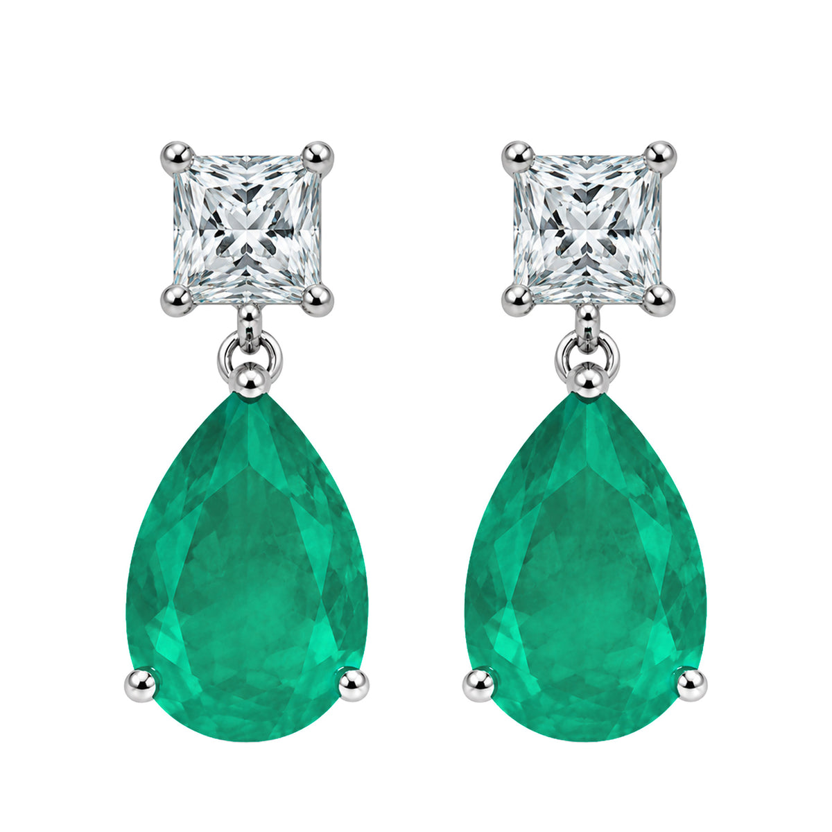 Aretes Turmalina Paraiba Maxi Gota con Circonia Cuadrada, Plata .925 con Rodio
