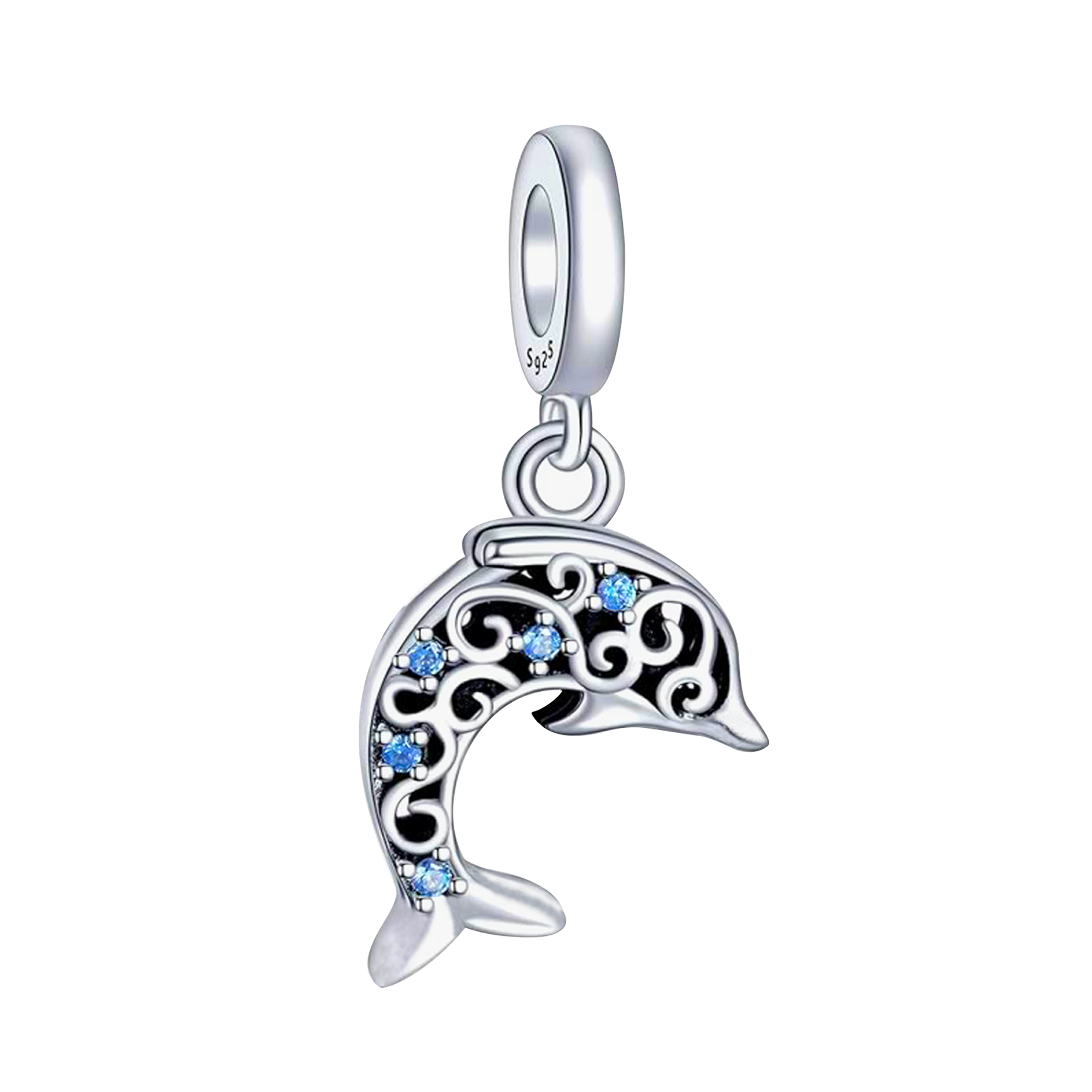 Charm Inspirado Pan 1:1 Delfin con Micro Circonias Plata .925