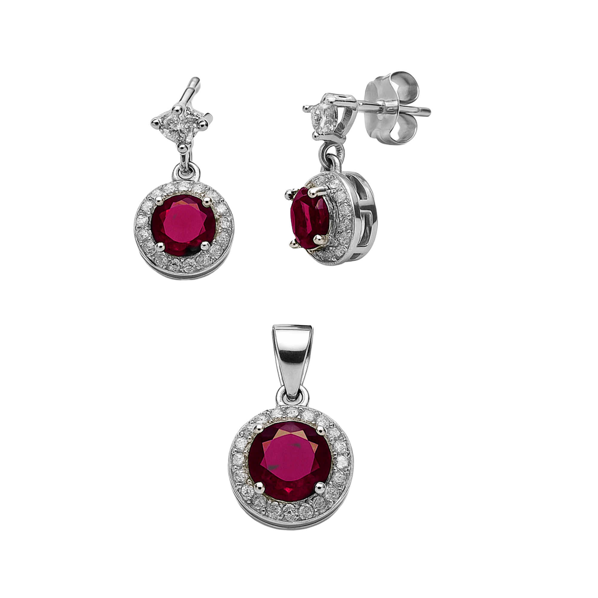 Juego Circonia Redonda con Micro Circonias Plata .925