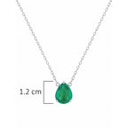 Collar Turmalina Gota 1.2cm, Plata .925 con Baño de Rodio. Largo Collar: 45 cm más extensión.