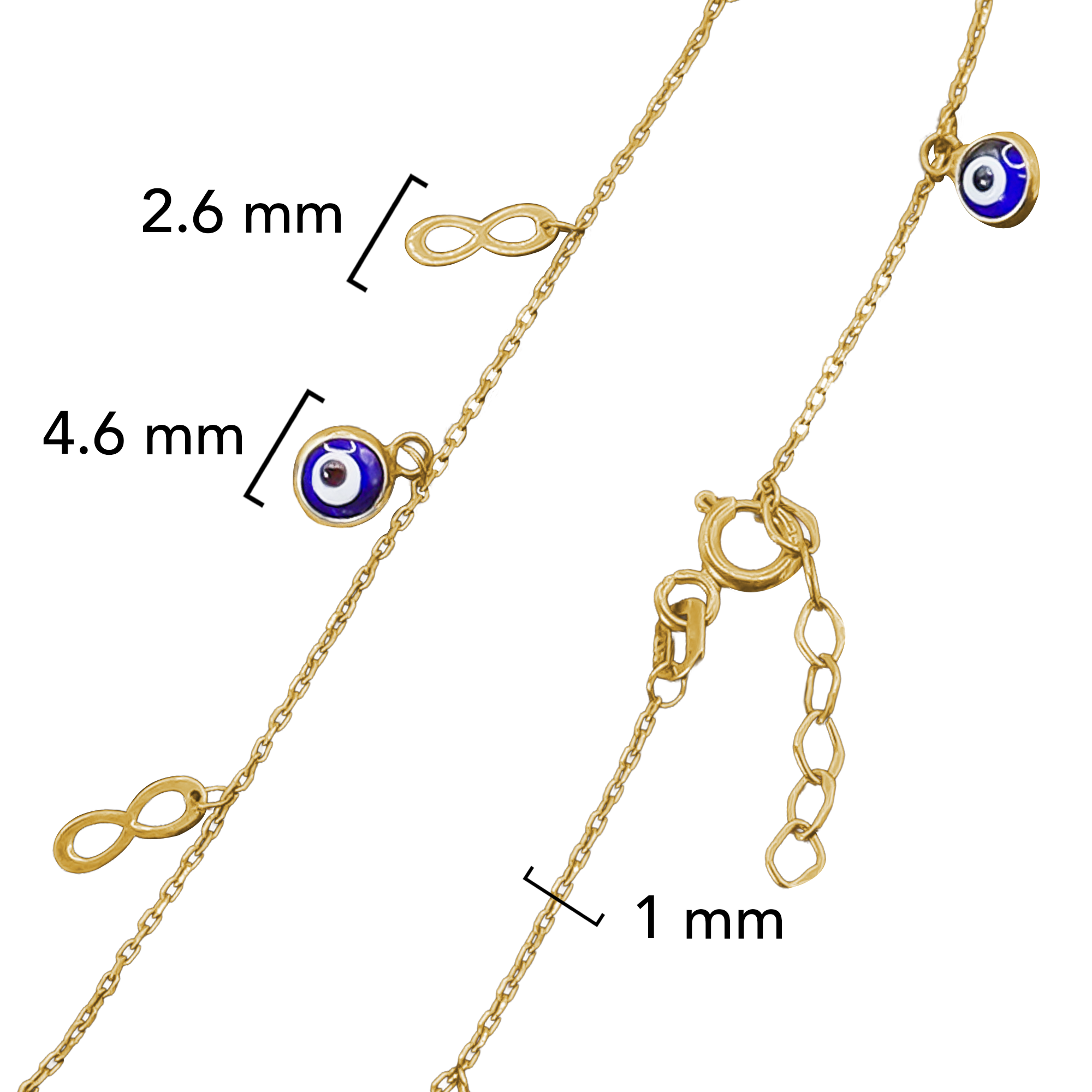 Pulsera Ojo Turco con Infinito Oro 10K