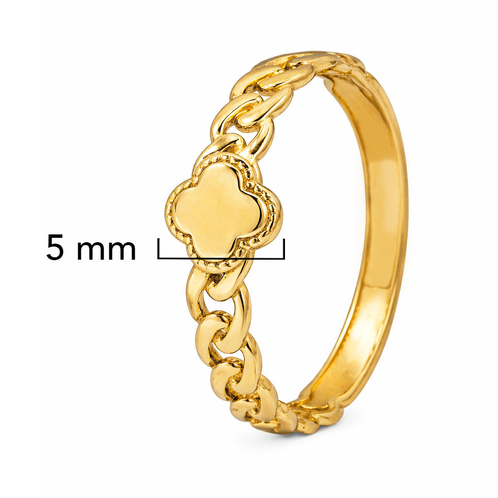 Anilo Flor Inspirado Van C Liso Oro 10K
