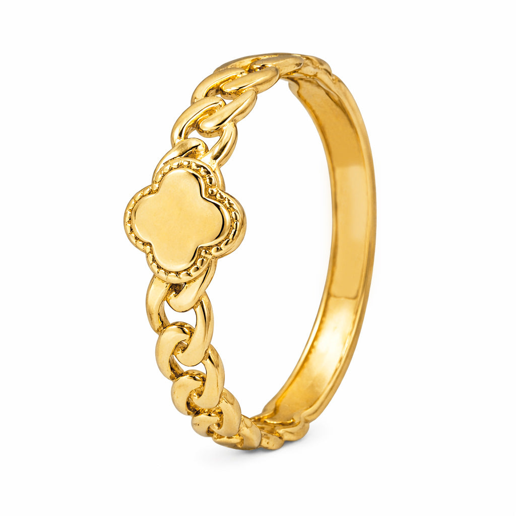 Anilo Flor Inspirado Van C Liso Oro 10K