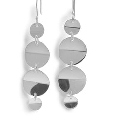 Arete Largo Circulos Lisos Hecho a Mano Plata .925