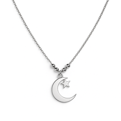 Collar Media Luna y Estrella Lisas Plata .925
