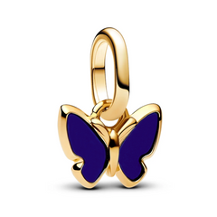 Charm Inspirado Pan 1:1 Dorado Mariposa Azul Plata.925