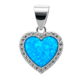 Dije Corazón con Ópalo y Micro Circonias de 1.5cm Plata .925