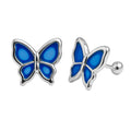 Arete Broquel Economico Mariposa Grande Esmaltada Plata .925