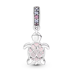 Charm Inspirado Pan 1:1 Tortuga de Mar Rosa Plata .925