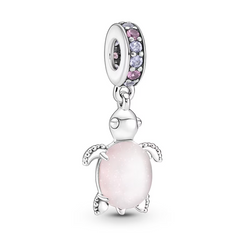 Charm Inspirado Pan 1:1 Tortuga de Mar Rosa Plata .925