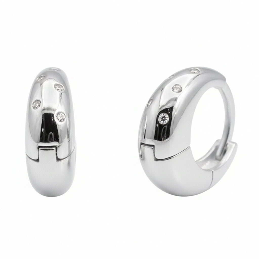 Arracada Huggies Chica con Micro Circonias Plata .925