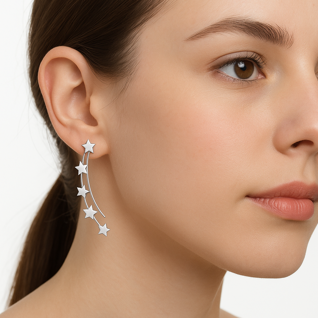 Arete estrella trepador plata .925