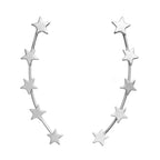 Arete Trepador Estrellas Liso Hecho a Mano Plata .925