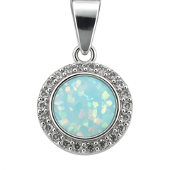 Dije Redondo de Ópalo con Micro Circonias Plata .925