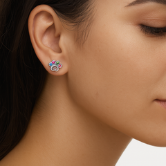 Broquel Huellita Grande con Circonias Plata .925 con Rodio