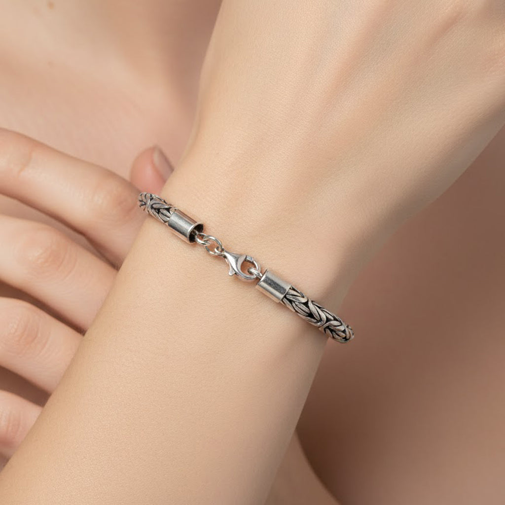 Pulsera Bali Estilo Oxidado 18 cm Plata .925